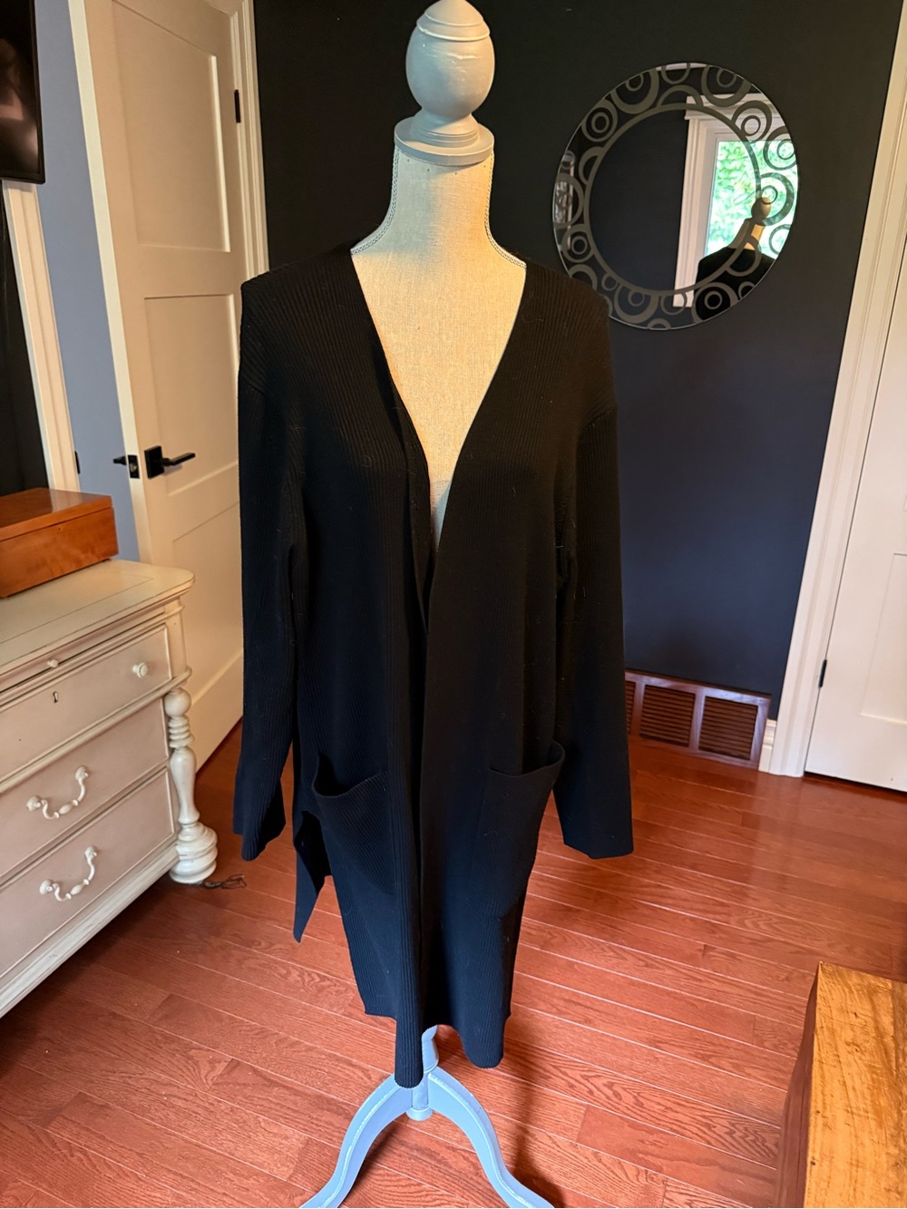 Cozy Open-Front Black Women's Cardigan